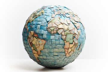 The globe of the planet Earth made of paper bills (money) -  Concept - greed (not green) power destroys the ecology and the planet. Money rules the world. Global Corporations.