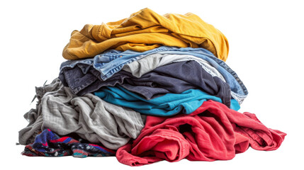 Pile of dirty laundry Isolated transparent background. PNG Format.