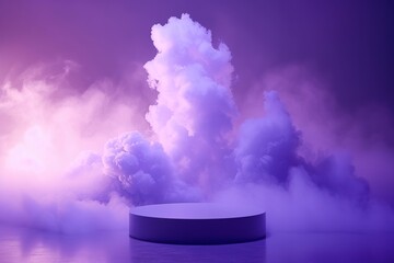 Purple cloud smoke float fog stand podium