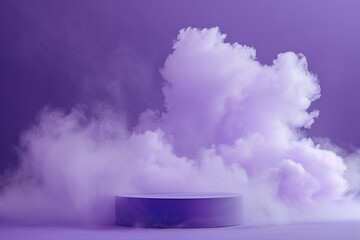 Purple cloud smoke float fog stand podium