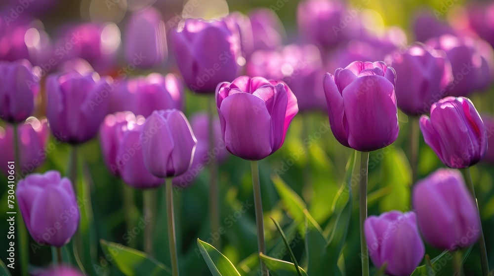 Canvas Prints Purple Tulips in Full Bloom