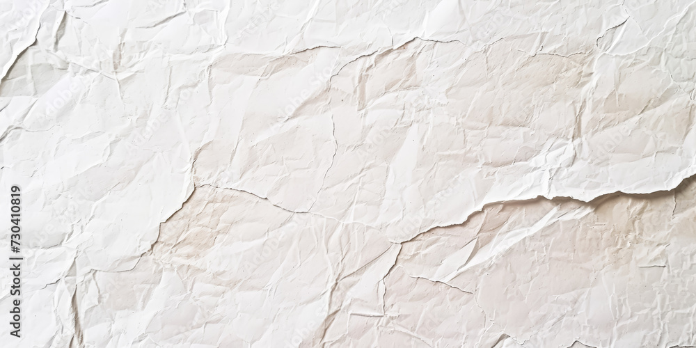 Poster high-resolution image showing a crumpled white paper texture with many folds and creases, giving a d