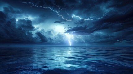 Scenic lightning above serene ocean