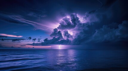 Stunning scene as lightning strikes over serene sea