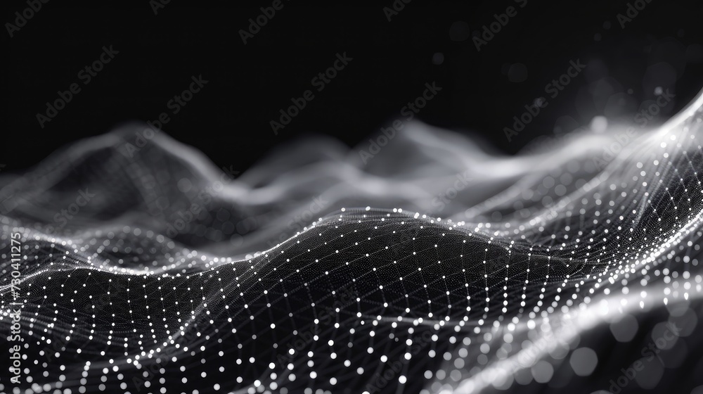 Poster wave of dots and weave lines. abstract background. network connection structure.