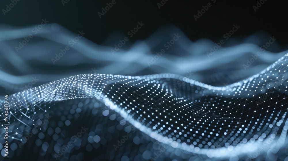 Poster wave of dots and weave lines. abstract background. network connection structure.