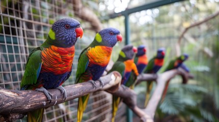 View of Lorikeets at the Currumbin Wildlife Sanctuary