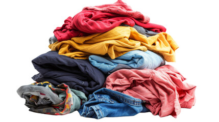 Pile of dirty laundry Isolated transparent background. PNG Format. - obrazy, fototapety, plakaty