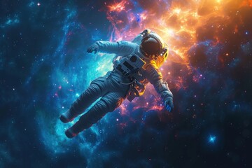 Fototapeta na wymiar Astronaut Floating in Outer Space
