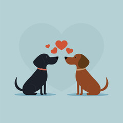 Canine Love Connection Vector Art