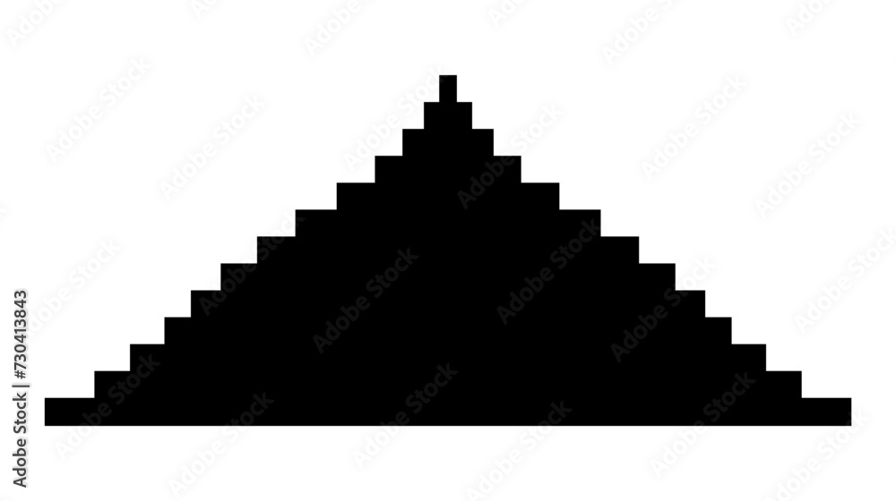 Poster pyramid consisting of horizontal rectangles. black silhouette. triangle. simplistic pixel pyramid. s