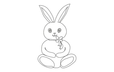 Obraz premium Continuous one line drawing of Rabbit. Simple line art of Easter Bunny. Isolated on a white background. Minimalist style. Design element. For print, greeting, postcard, scrapbooking