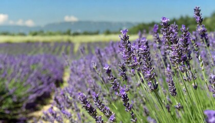 Obraz premium plantação de lavanda belos campos roxos