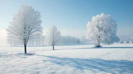A serene winter landscape texture background, capturing the quiet beauty of snow-covered trees and fields, evoking the stillness and purity of the winter season.