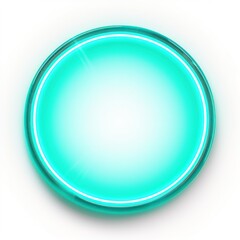 Turquoise round neon shining circle isolated