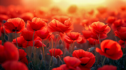 Beautiful close up image of red poppies. For covers, backgrounds, wallpapers. For summer and Remembrance Day projects.