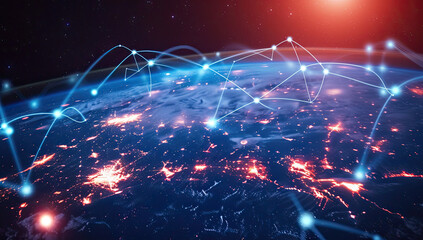 Fototapeta na wymiar Digital art illustration depicting a global network connection.