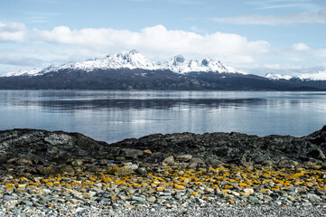 Beagle Channel from the Argentine side with the Chilean mountain range in the background