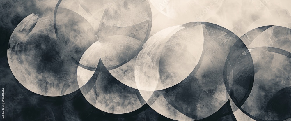 Poster black and white overlapping circles generative ai