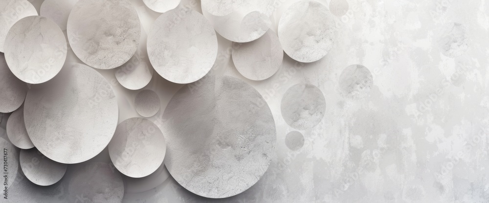 Poster white and gray texture with circles on paper generative ai