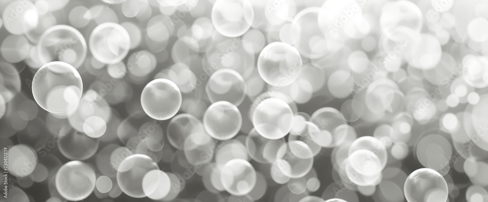 Poster swarms of circles in soft white on a grey background generative ai
