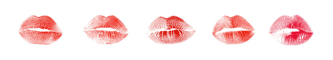 Lipstick kiss with lips print. Transparent png kiss mark imprint - obrazy, fototapety, plakaty