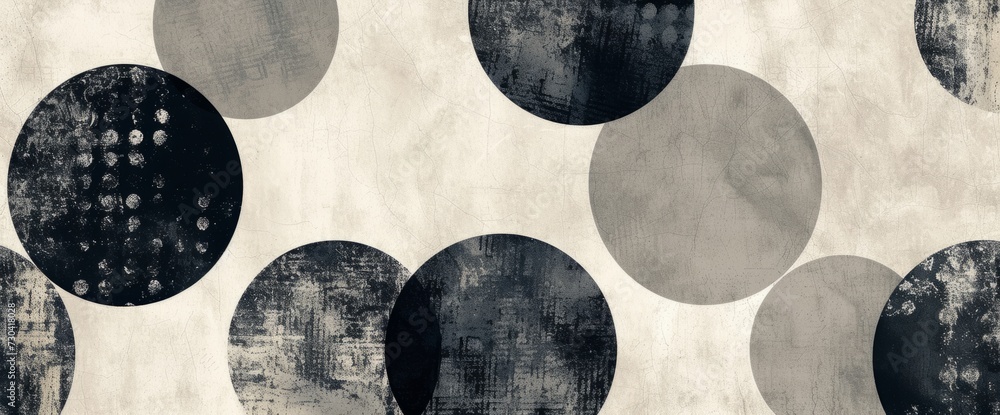Poster an abstract pattern with gray circles on it generative ai