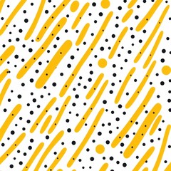 Yellow diagonal dots and dashes seamless pattern