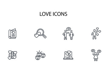 Love icon set.vector.Editable stroke.linear style sign for use web design,logo.Symbol illustration.