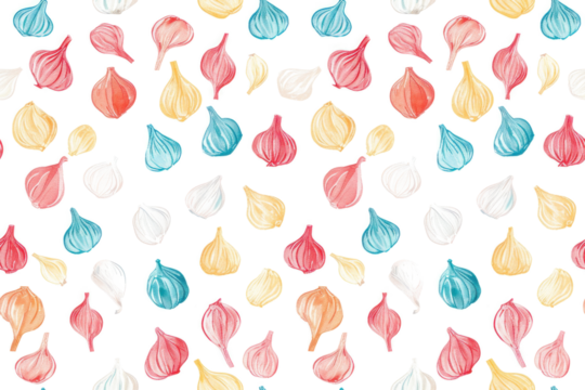 Pastel Vegetable Pattern on Transparent Background