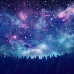 starry night sky, blue purple