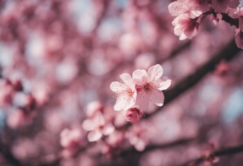 Obraz premium Cherry Blossom Flatlay Pink Flowers