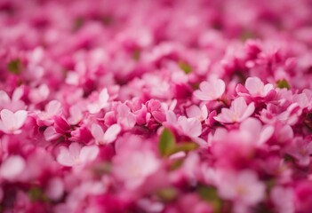 Cherry Blossom Petal Pile Pink Flowers with Green leaves