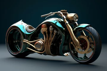 Poster Sleek Modern motorcycle. Road speed drive. Generate Ai © juliars