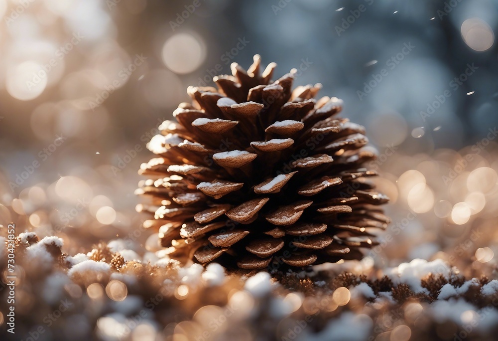 Aufkleber pinecone metallic with blurred bokeh background