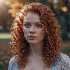 Fototapeta premium Beautiful young woman in the autumn park. 