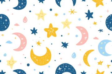 Pastel Night Pattern on Transparent Background