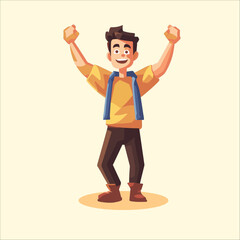 A cheerful cartoon guy in  pixel art style 