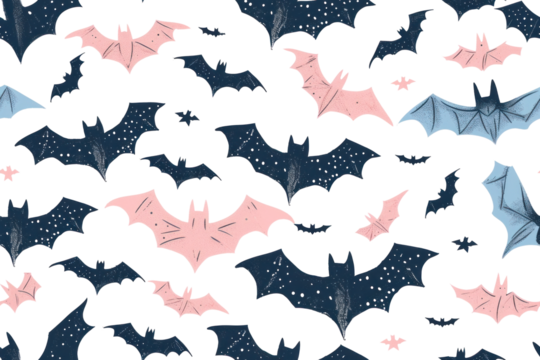 Pastel Night Sky with Bats Pattern