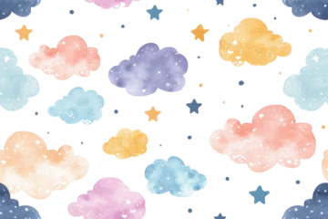 Behangcirkel Dreamy Night Sky Pastel Pattern © Аrtranq