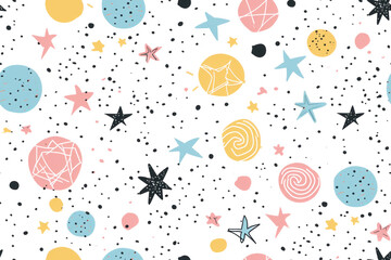 Pastel Night Seamless Pattern Design