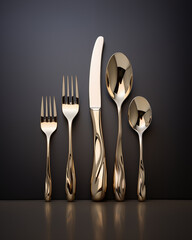 luxury cutlery standing on a dark background