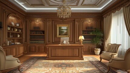 Office interior in classical style
