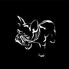 bulldog silhouette on black background