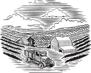 FarmTruckAndFarmIcon © blue67sign