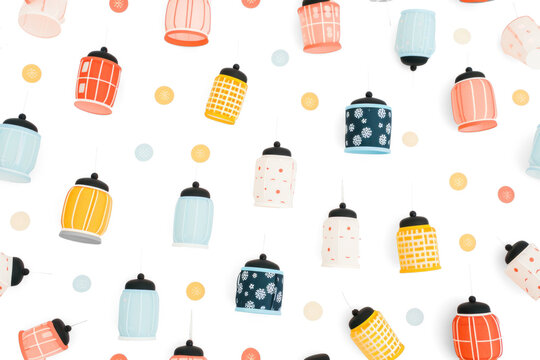 Pastel Night Lantern Pattern for Design