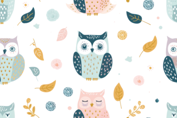 Pastel Owl Pattern for Serene Night Design