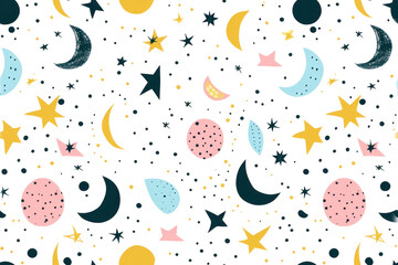 Pastel Night Seamless Pattern Background