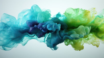 Green and blue inks fusion background