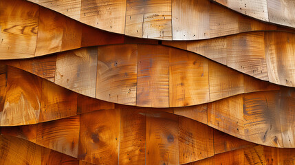 Wood cladding. Carpentry wall surface structure design, glossy finish. - obrazy, fototapety, plakaty